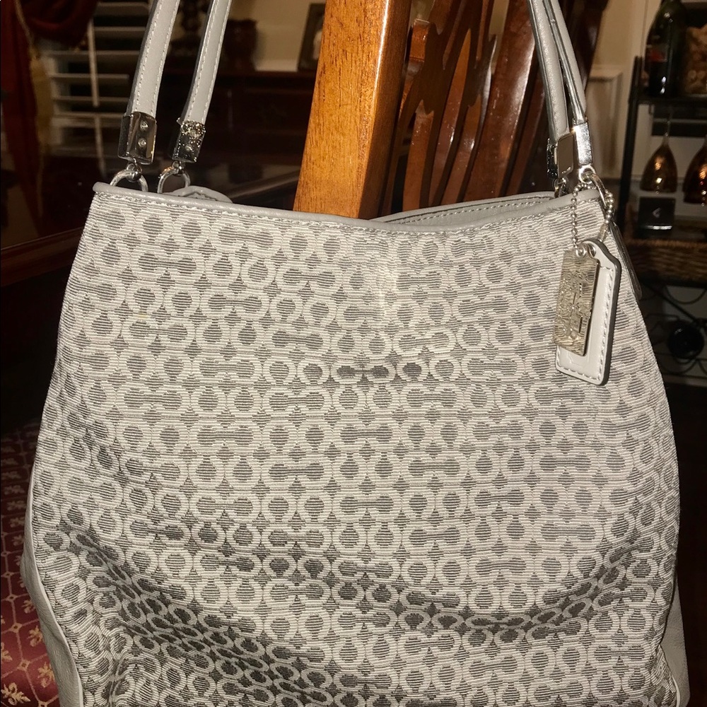 Coach Signature Grey Purse Large